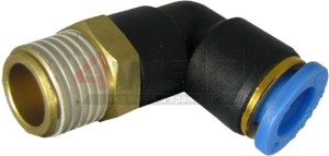 Złączka kątowa L "QUICK"  do przewodów PA/PU fi 10mm 1/8" - 1/2"